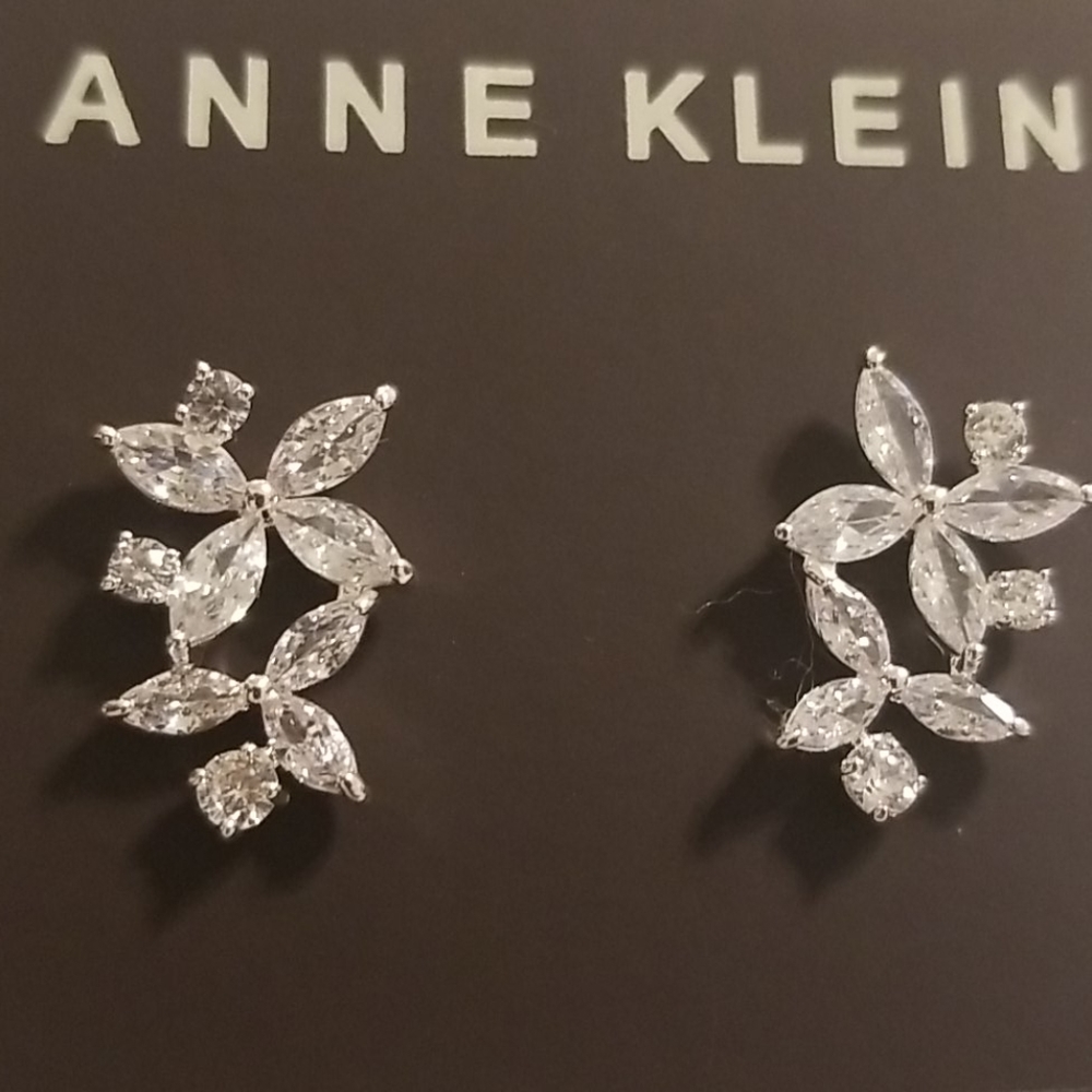 Anne Klein Cubic Zirconia Silver Pierced Earrings